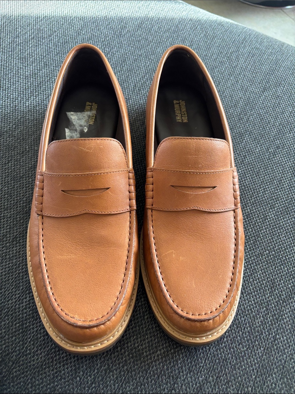 Johnston & Murphy Cognac Leather Penny Loafers